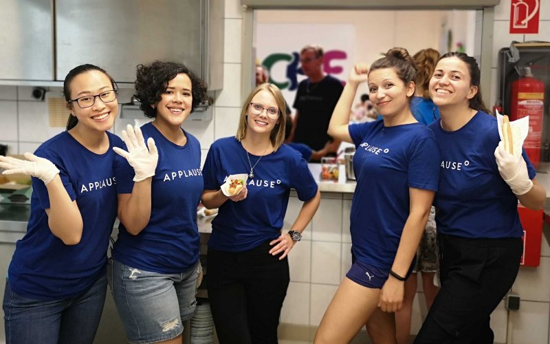 EU team volunteering at food bank